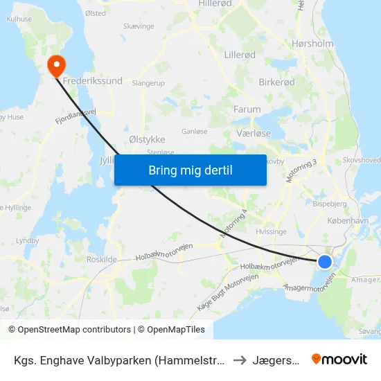 Kgs. Enghave Valbyparken (Hammelstrupvej) to Jægerspris map