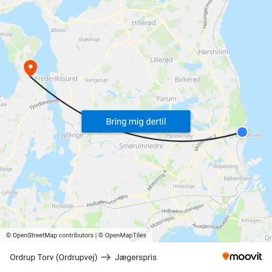Ordrup Torv (Ordrupvej) to Jægerspris map