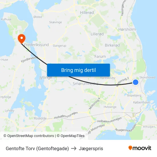 Gentofte Torv (Gentoftegade) to Jægerspris map