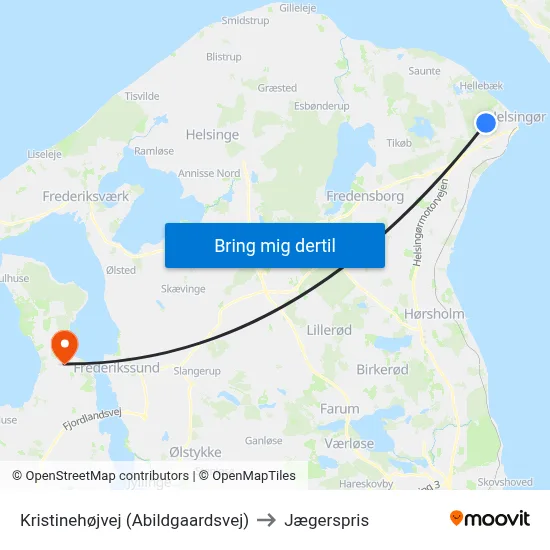 Kristinehøjvej (Abildgaardsvej) to Jægerspris map