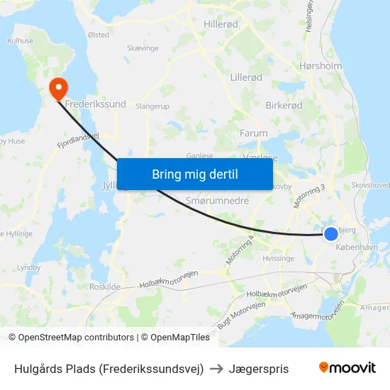 Hulgårds Plads (Frederikssundsvej) to Jægerspris map