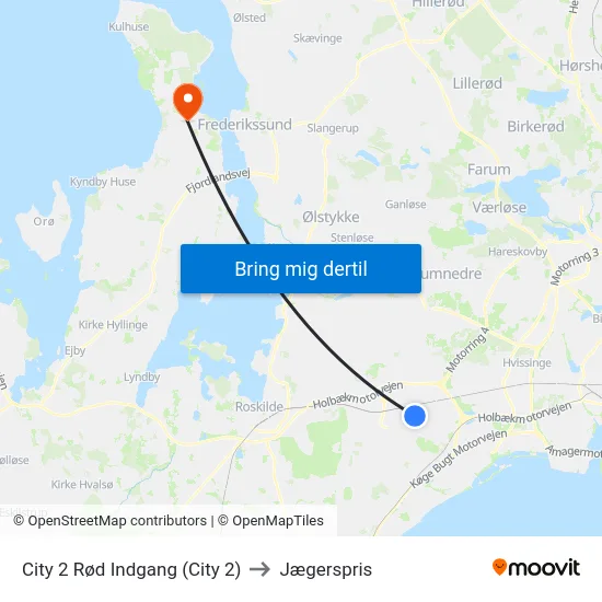 City 2 Rød Indgang (City 2) to Jægerspris map