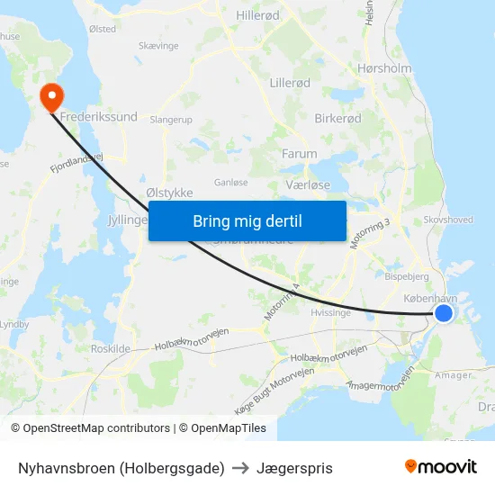 Nyhavnsbroen (Holbergsgade) to Jægerspris map
