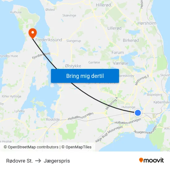 Rødovre St. to Jægerspris map