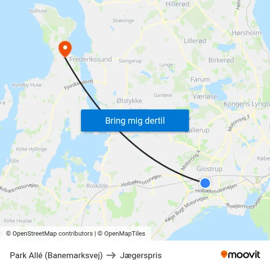 Park Allé (Banemarksvej) to Jægerspris map