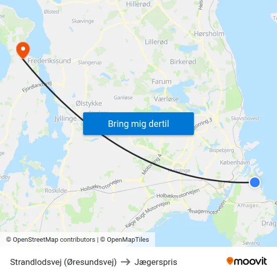 Strandlodsvej (Øresundsvej) to Jægerspris map