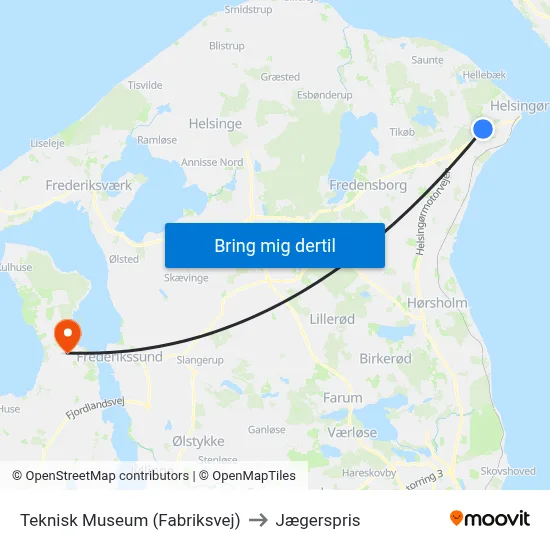 Teknisk Museum (Fabriksvej) to Jægerspris map