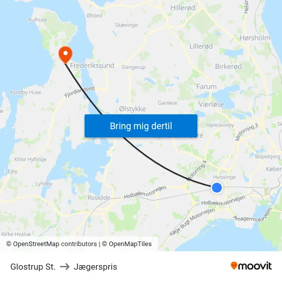 Glostrup St. to Jægerspris map