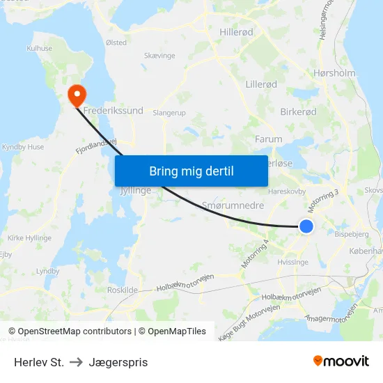 Herlev St. to Jægerspris map