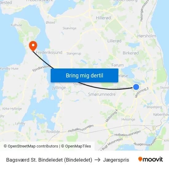 Bagsværd St. Bindeledet (Bindeledet) to Jægerspris map
