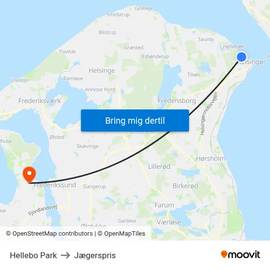 Hellebo Park to Jægerspris map