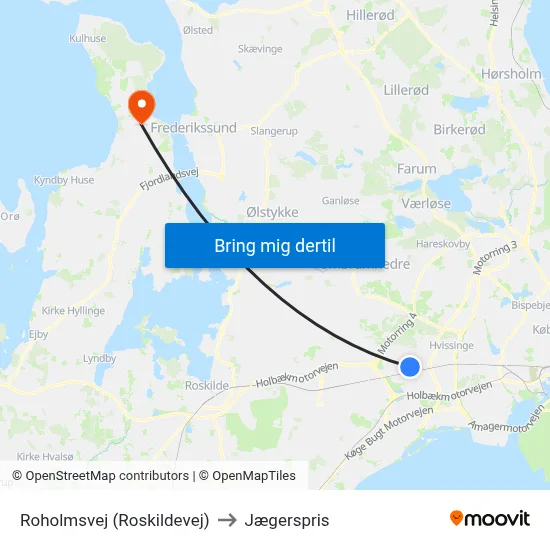 Roholmsvej (Roskildevej) to Jægerspris map