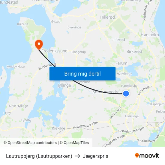 Lautrupbjerg (Lautrupparken) to Jægerspris map