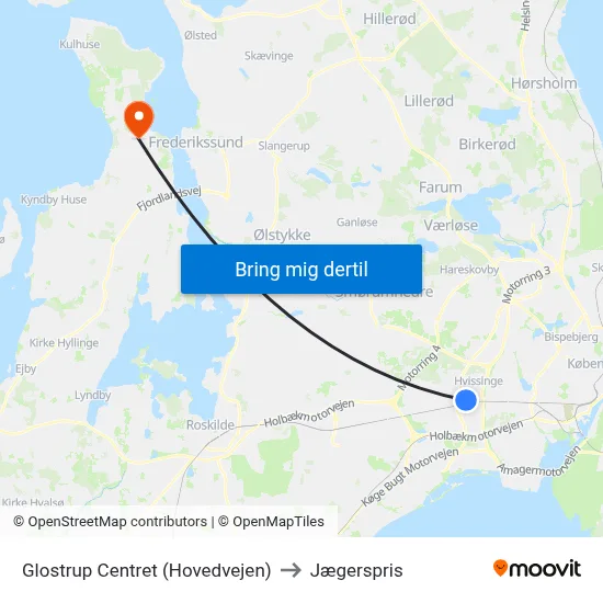 Glostrup Centret (Hovedvejen) to Jægerspris map