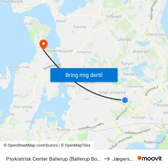 Psykiatrisk Center Ballerup (Ballerup Boulevard) to Jægerspris map