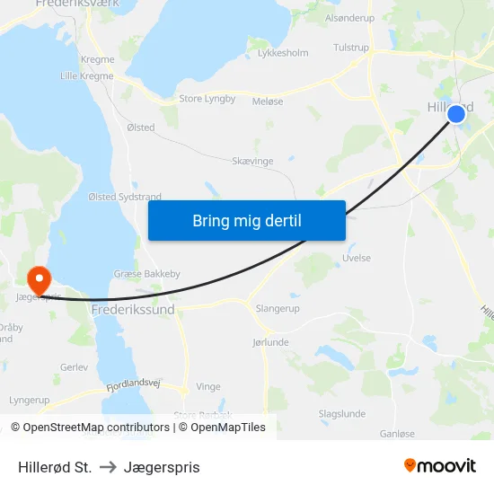 Hillerød St. to Jægerspris map