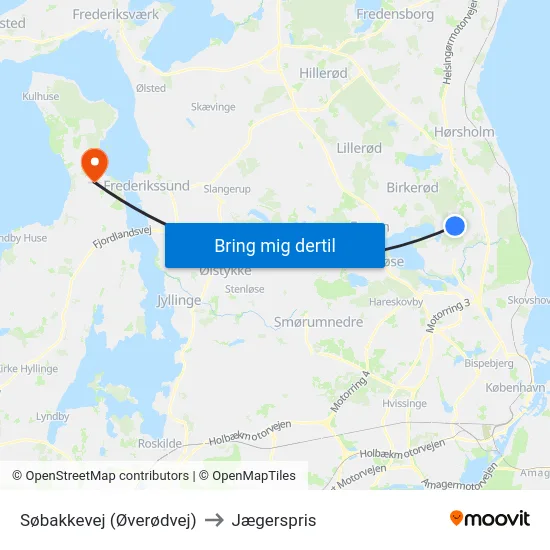 Søbakkevej (Øverødvej) to Jægerspris map