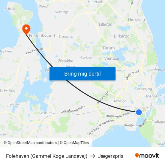 Folehaven (Gammel Køge Landevej) to Jægerspris map