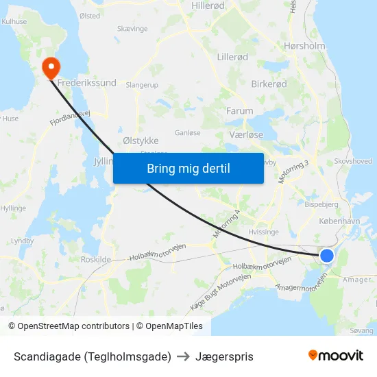 Scandiagade (Teglholmsgade) to Jægerspris map