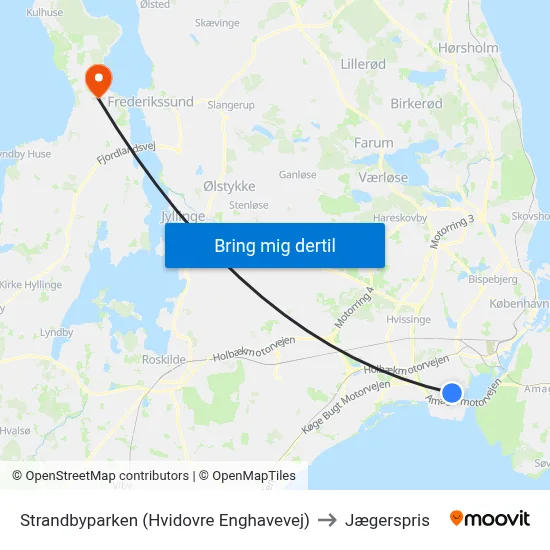 Strandbyparken (Hvidovre Enghavevej) to Jægerspris map