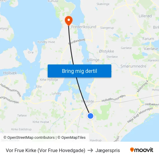 Vor Frue Kirke (Vor Frue Hovedgade) to Jægerspris map