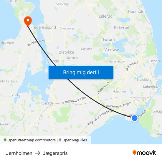 Jernholmen to Jægerspris map