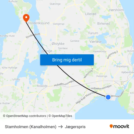 Stamholmen (Kanalholmen) to Jægerspris map