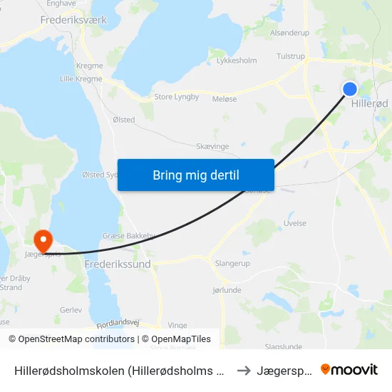 Hillerødsholmskolen (Hillerødsholms Allé) to Jægerspris map
