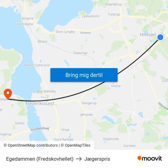 Egedammen (Fredskovhellet) to Jægerspris map