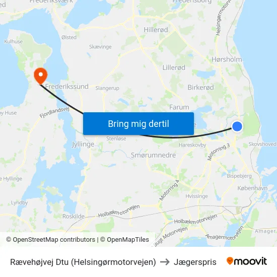 Rævehøjvej Dtu (Helsingørmotorvejen) to Jægerspris map