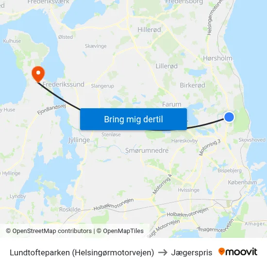Lundtofteparken (Helsingørmotorvejen) to Jægerspris map