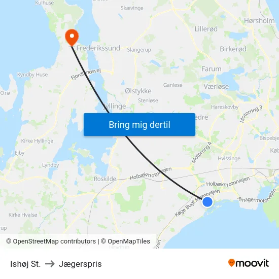 Ishøj St. to Jægerspris map