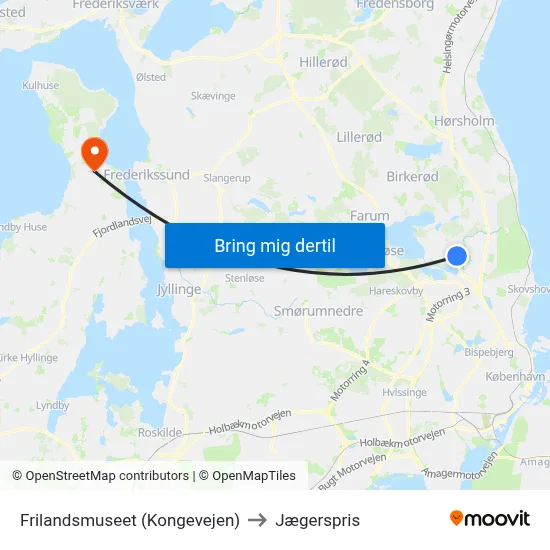 Frilandsmuseet (Kongevejen) to Jægerspris map
