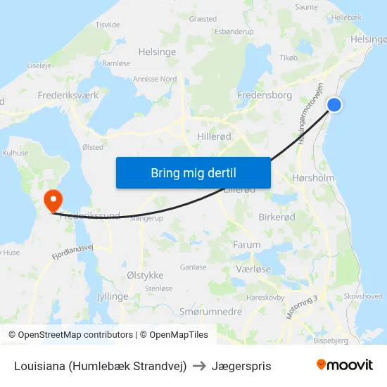 Louisiana (Humlebæk Strandvej) to Jægerspris map