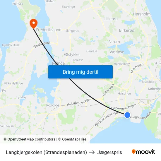 Langbjergskolen (Strandesplanaden) to Jægerspris map