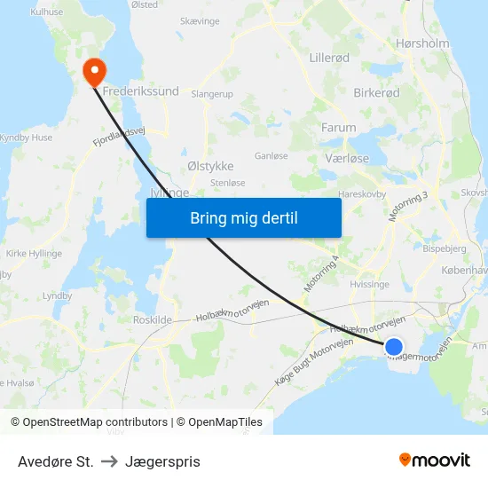 Avedøre St. to Jægerspris map