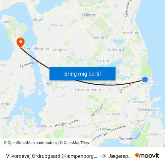 Vilvordevej Ordrupgaard (Klampenborgvej) to Jægerspris map