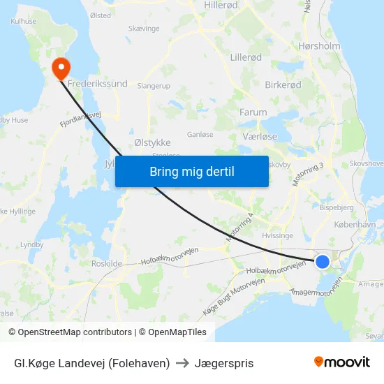 Gl.Køge Landevej (Folehaven) to Jægerspris map