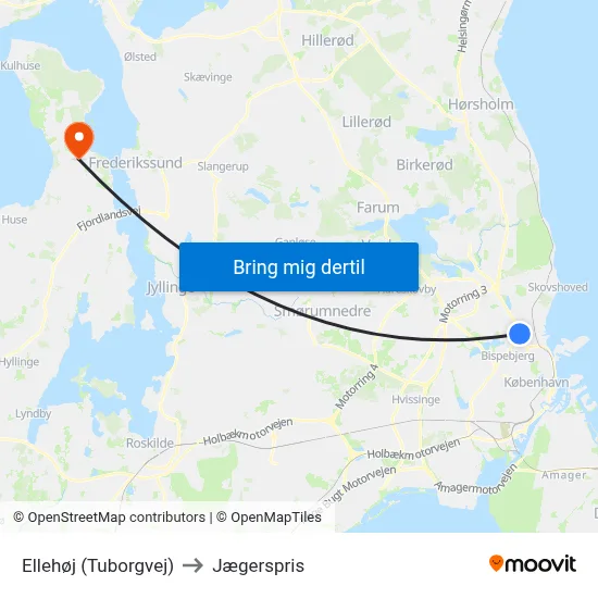 Ellehøj (Tuborgvej) to Jægerspris map