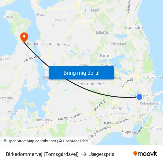 Birkedommervej (Tomsgårdsvej) to Jægerspris map