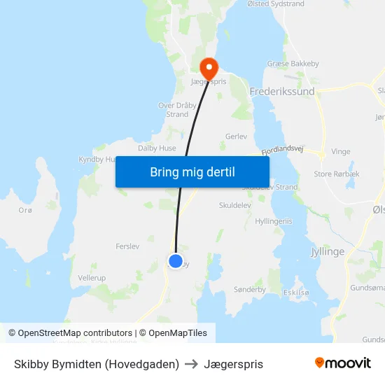 Skibby Bymidten (Hovedgaden) to Jægerspris map