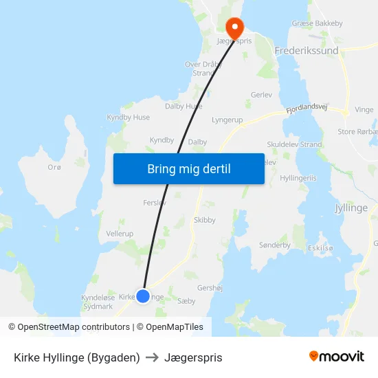 Kirke Hyllinge (Bygaden) to Jægerspris map