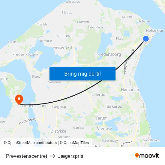 Prøvestenscentret to Jægerspris map