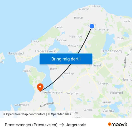 Præstevænget (Præstevejen) to Jægerspris map