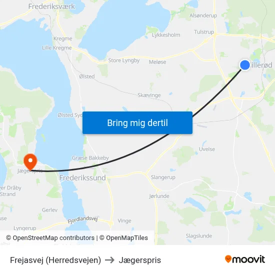 Frejasvej (Herredsvejen) to Jægerspris map