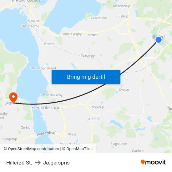 Hillerød St. to Jægerspris map
