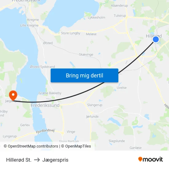 Hillerød St. to Jægerspris map