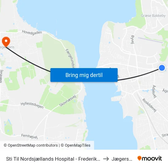 Sti Til Nordsjællands Hospital - Frederikssund to Jægerspris map