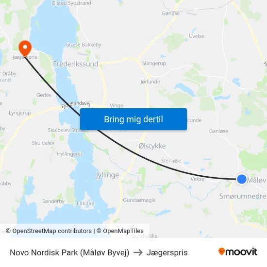 Novo Nordisk Park (Måløv Byvej) to Jægerspris map