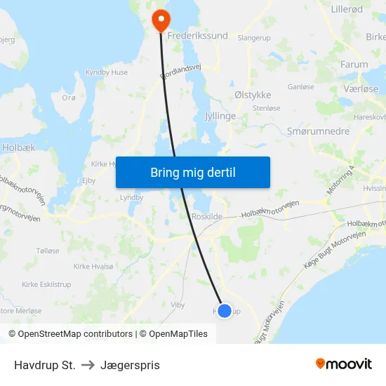 Havdrup St. to Jægerspris map